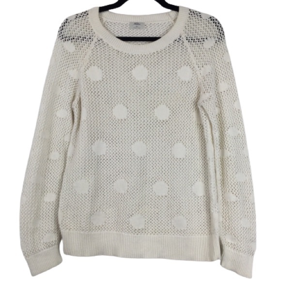Madewell Wallace Polka Dot Open Knit Sweater White